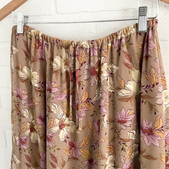 Vintage L.L. Bean Maxi Skirt Floral Print Tan Beige Ocre Lavender Cream Brown M - Picture 8 of 11